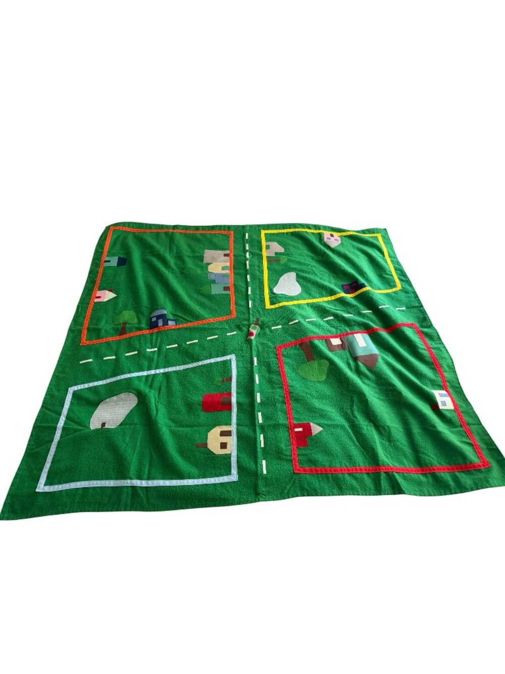 Handmade Fabric Play Mat – Color‑Blocked Town Map – Soft Activity Mat for Kids